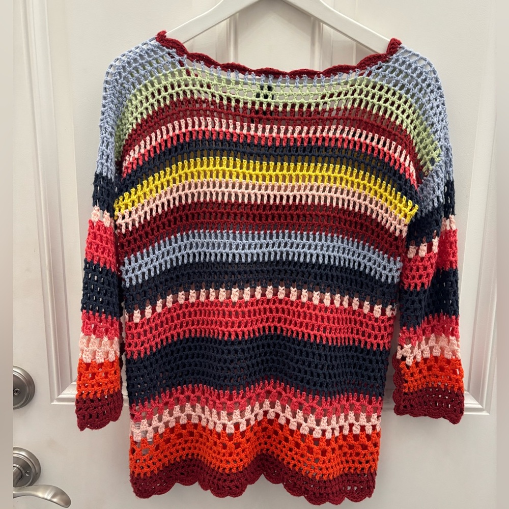 Desigual Striped Colorful Crocheted Sweater M - Picture 8 of 12